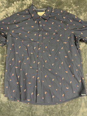 Weatherproof Vintage Mens Navy Watermelon Print Short Sleeve Button-Up Shirt XXL